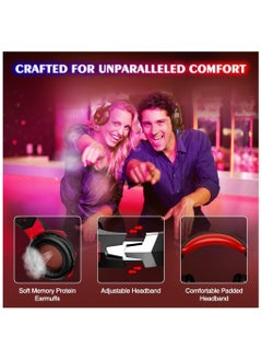 G2000 Gaming Headset, Surround Stereo Gaming Headphones with Noise Cancelling Mic, LED Light & Soft Memory Earmuffs, Works with Xbox One, PS4, Nintendo Switch, PC Mac Computer Games - Red, Wired