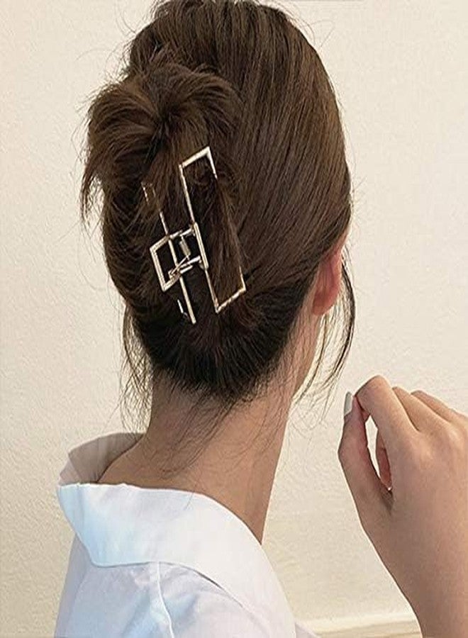 RHOSYN HAIR ACCESSORIES Pack-2 Metal Hair Claw Clips for Women & Girls Big Nonslip Geometric Clutchers for Thick-Thin All Hairs Latest Juda Bun Shaper Ponytail Holders - Image 3