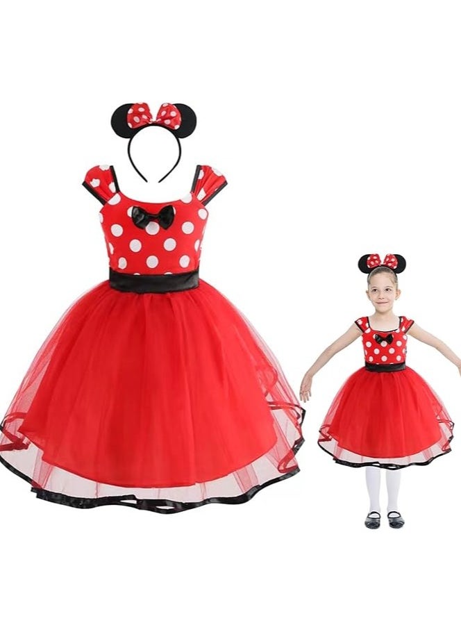 Home Smart Home Smart Red Princess Dress for Baby Girl Polka Dots Fancy Dress for Cosplay Birthday Party and More  - Image 1