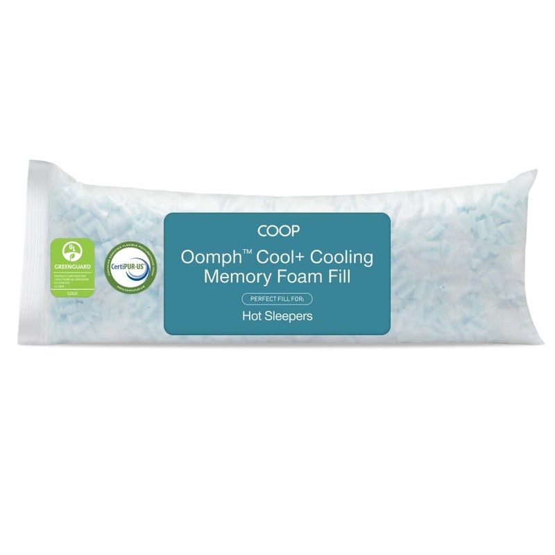 Coop Home Goods Extra Oomph Cool+ Pillow Fill, Gel-Infused, Plus Shaped Memory Foam Filling for More Airflow, Extra Fill Filler for Eden Cool+ Pillows, GREENGUARD Gold & CertiPUR-US Certified - Image 1