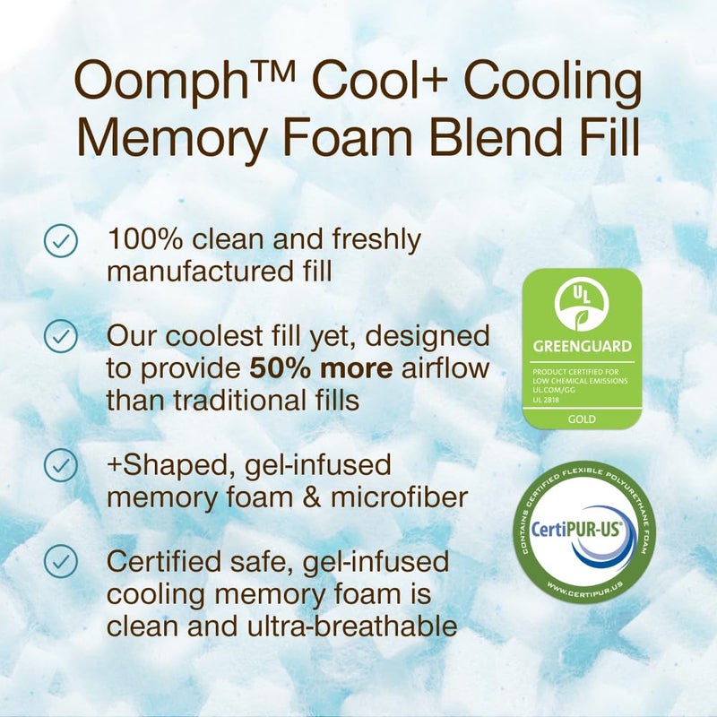 Coop Home Goods Extra Oomph Cool+ Pillow Fill, Gel-Infused, Plus Shaped Memory Foam Filling for More Airflow, Extra Fill Filler for Eden Cool+ Pillows, GREENGUARD Gold & CertiPUR-US Certified - Image 2