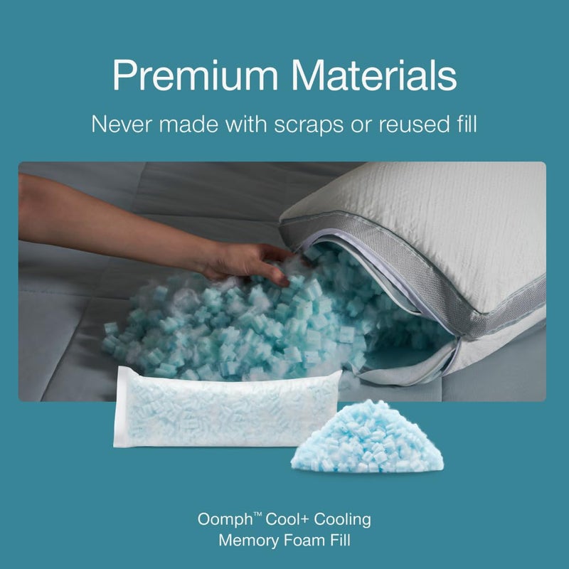 Coop Home Goods Extra Oomph Cool+ Pillow Fill, Gel-Infused, Plus Shaped Memory Foam Filling for More Airflow, Extra Fill Filler for Eden Cool+ Pillows, GREENGUARD Gold & CertiPUR-US Certified - Image 3