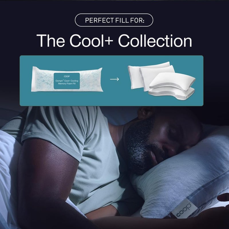 Coop Home Goods Extra Oomph Cool+ Pillow Fill, Gel-Infused, Plus Shaped Memory Foam Filling for More Airflow, Extra Fill Filler for Eden Cool+ Pillows, GREENGUARD Gold & CertiPUR-US Certified - Image 4