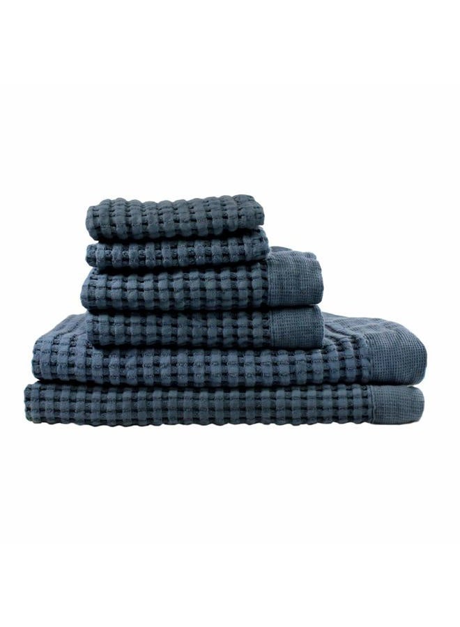 Gilden Tree Waffle Towel Set Quick Dry Thin | 2 Bath Towels | 2 Hand Towels | 2 Washcloths, Modern Style (Midnight Blue) - Image 1