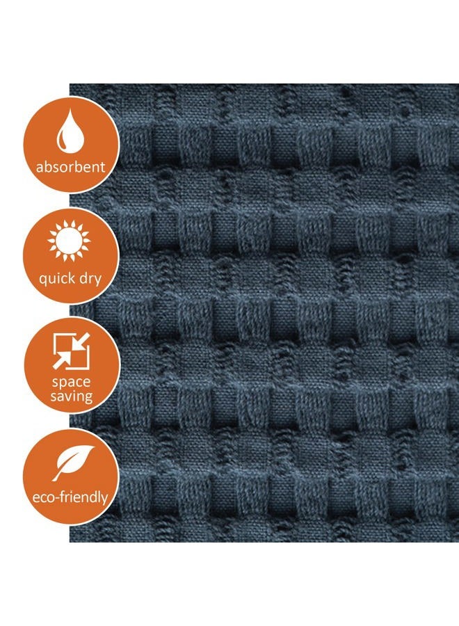 Gilden Tree Waffle Towel Set Quick Dry Thin | 2 Bath Towels | 2 Hand Towels | 2 Washcloths, Modern Style (Midnight Blue) - Image 4