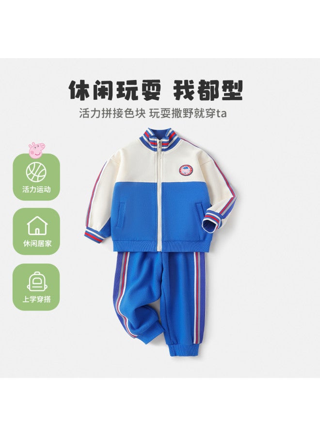 Peppa Pig spring Boys' Comfortable Casual Set With Stand Collar Cardigan And Pants Baby Outfit - Image 3