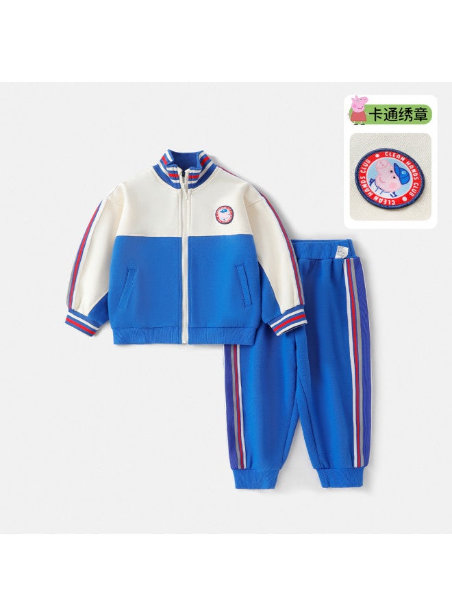 Peppa Pig spring Boys' Comfortable Casual Set With Stand Collar Cardigan And Pants Baby Outfit - Image 2