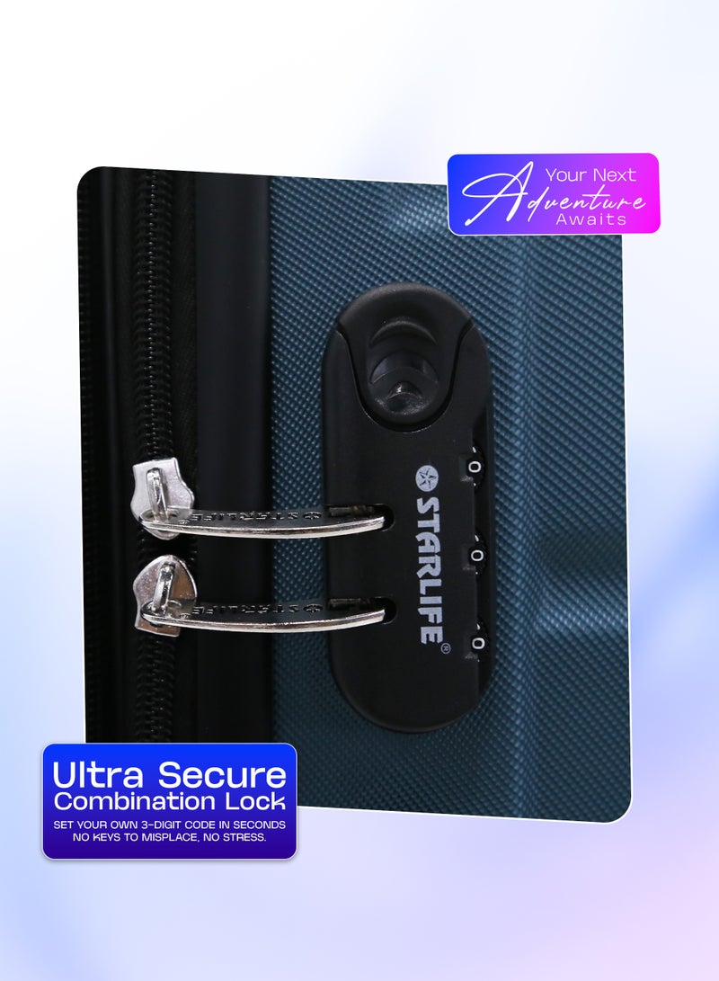 STARLIFE 3 Piece ABS Hard side Trolley Luggage Set Spinner Wheels with Number Lock - Image 3