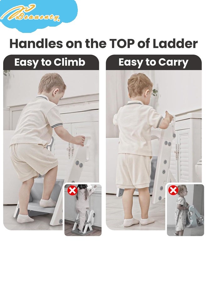 Beauenty Space-Saving Potty Training Seat with Ladder, Adjustable Step and Toilet Seat Height, Top Handles for Easy Climbing, Easy to Carry, Portable Toddler Toilet Trainer for Small Bathrooms ﻿ - Image 5