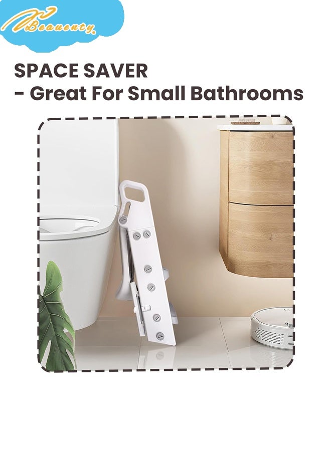 Beauenty Space-Saving Potty Training Seat with Ladder, Adjustable Step and Toilet Seat Height, Top Handles for Easy Climbing, Easy to Carry, Portable Toddler Toilet Trainer for Small Bathrooms ﻿ - Image 2