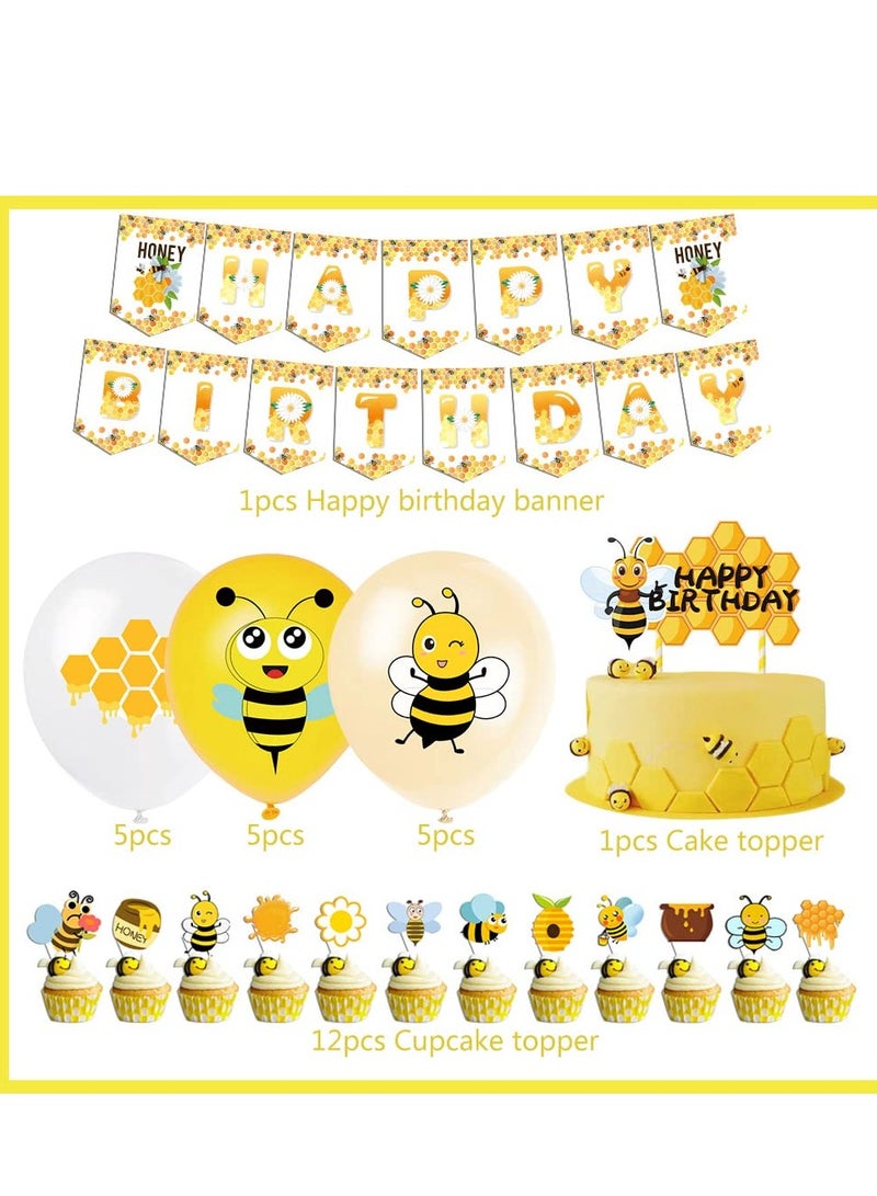 Bee Birthday Decoration, Birthday Balloons Bee Decoration Birthday Bee, Maya Bee Cake Decoration Happy Birthday Garland, Yellow Balloons for Baby Shower Decorations Bee Children Birthday