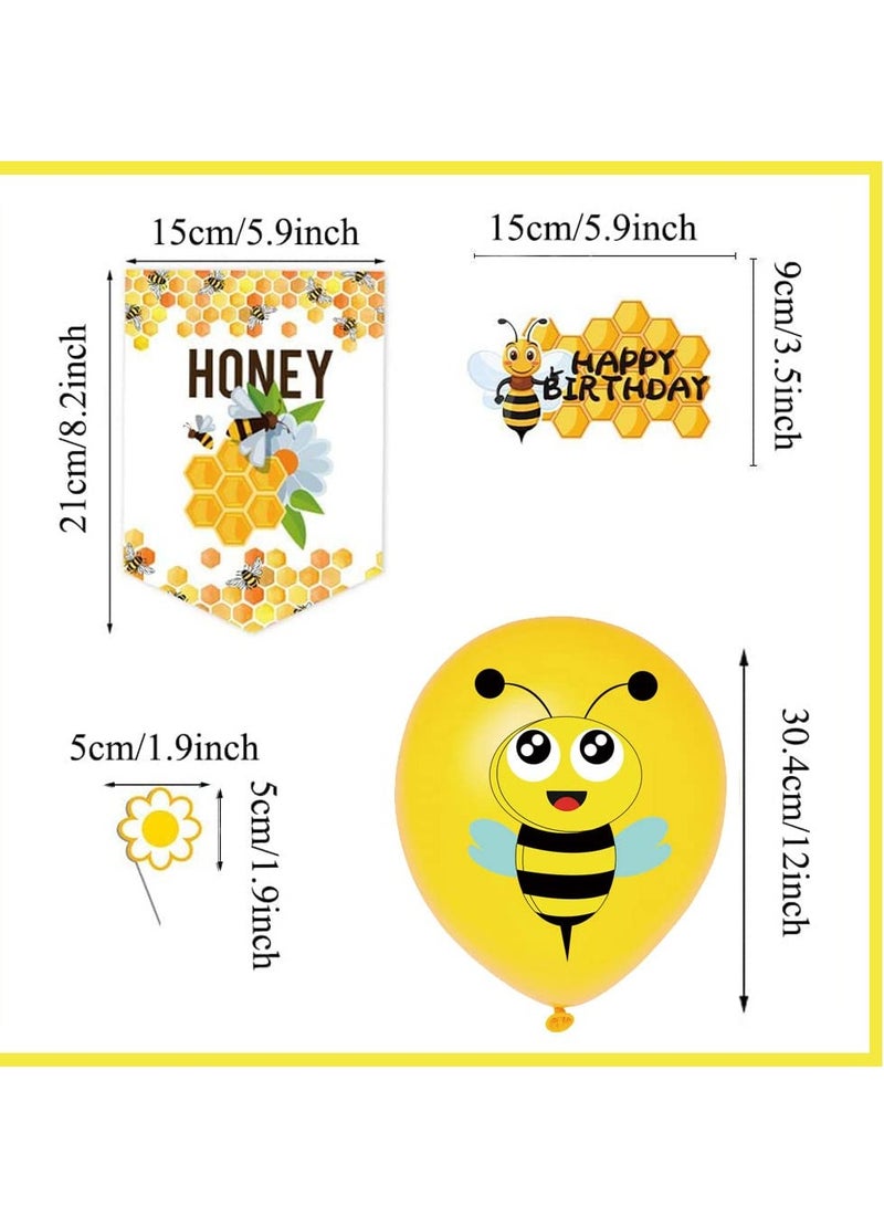 Bee Birthday Decoration, Birthday Balloons Bee Decoration Birthday Bee, Maya Bee Cake Decoration Happy Birthday Garland, Yellow Balloons for Baby Shower Decorations Bee Children Birthday