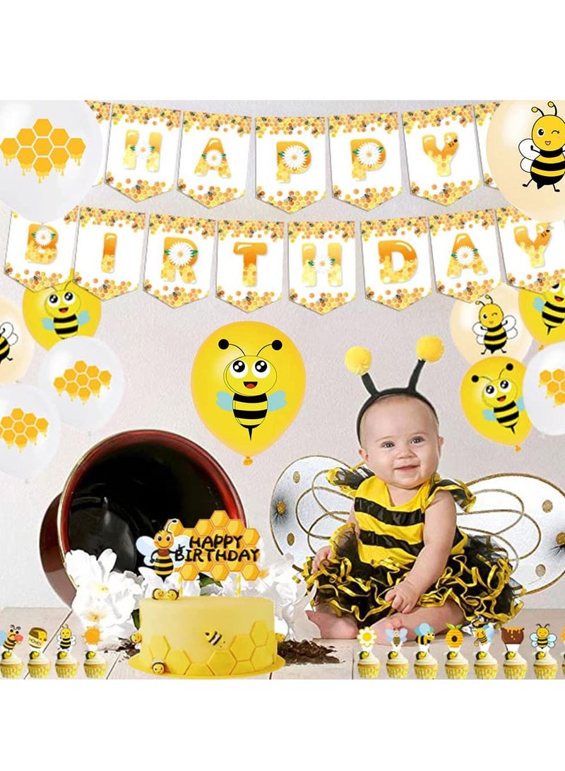 Bee Birthday Decoration, Birthday Balloons Bee Decoration Birthday Bee, Maya Bee Cake Decoration Happy Birthday Garland, Yellow Balloons for Baby Shower Decorations Bee Children Birthday