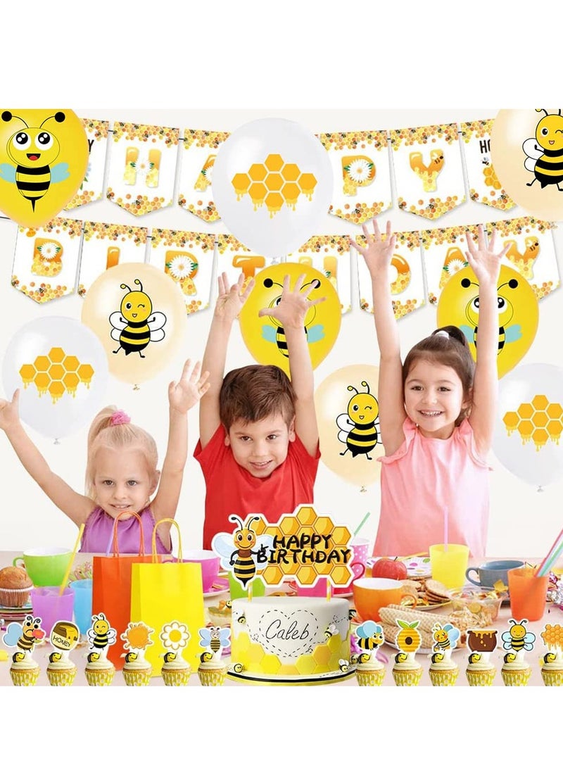 Bee Birthday Decoration, Birthday Balloons Bee Decoration Birthday Bee, Maya Bee Cake Decoration Happy Birthday Garland, Yellow Balloons for Baby Shower Decorations Bee Children Birthday