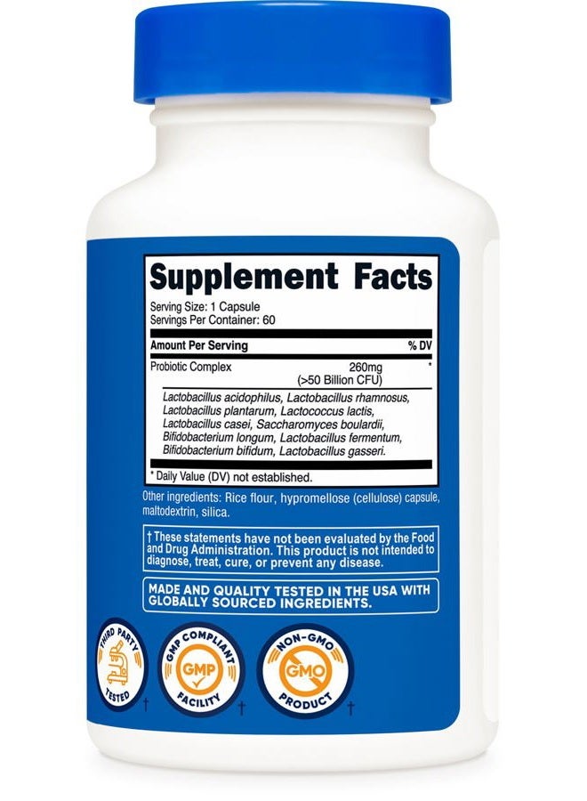 Nutricost Probiotic Complex - 50 Billion CFU, 60 Capsules - Probiotic for Men and Women - Vegetarian Capsules, Non-GMO, Gluten Free - Image 5