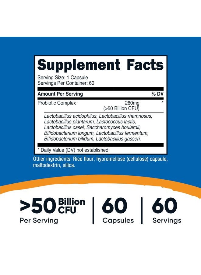 Nutricost Probiotic Complex - 50 Billion CFU, 60 Capsules - Probiotic for Men and Women - Vegetarian Capsules, Non-GMO, Gluten Free - Image 2