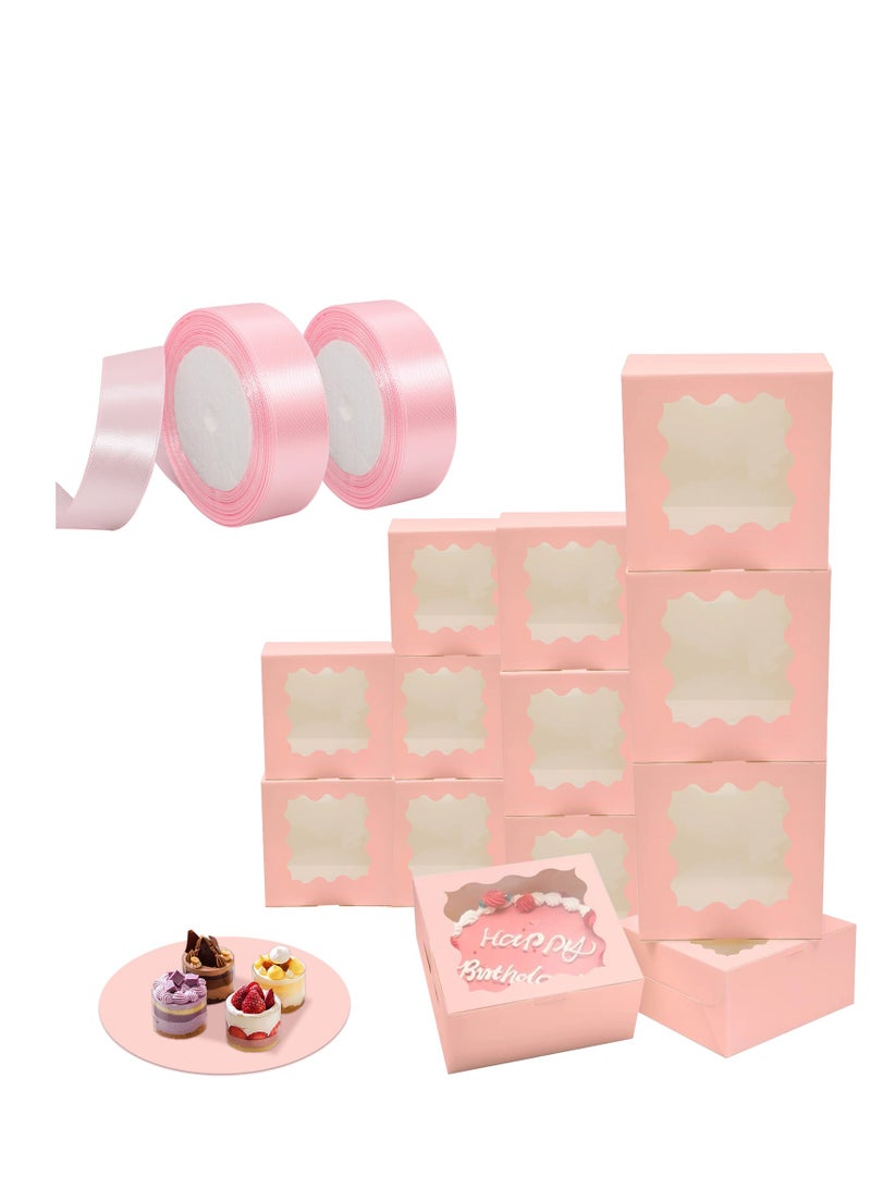 8x8x5 inches Cake Boxes with Cake Boards , 8-inch Bakery Box with Window for Cakes, Pies and more (20pcs=10 cake boxes, 10 cake box covers/40 pieces=20 cake boxes, 20 cake box covers) - Image 1