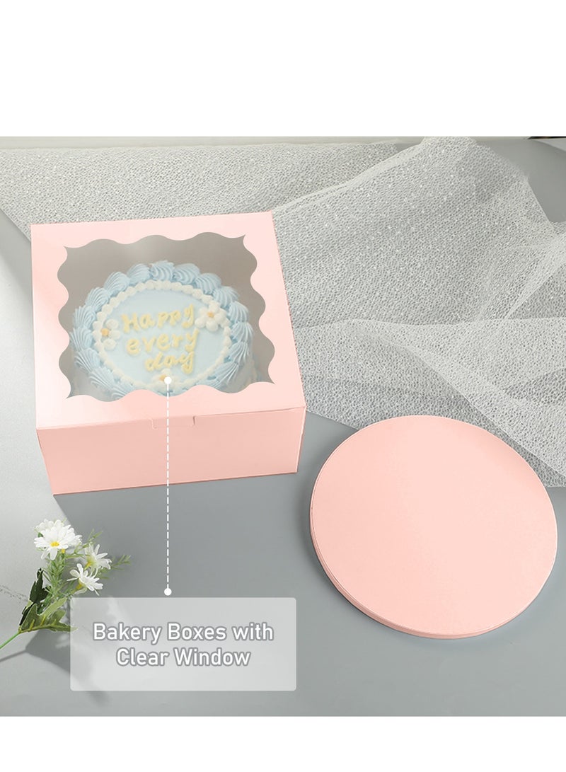 8x8x5 inches Cake Boxes with Cake Boards , 8-inch Bakery Box with Window for Cakes, Pies and more (20pcs=10 cake boxes, 10 cake box covers/40 pieces=20 cake boxes, 20 cake box covers) - Image 5