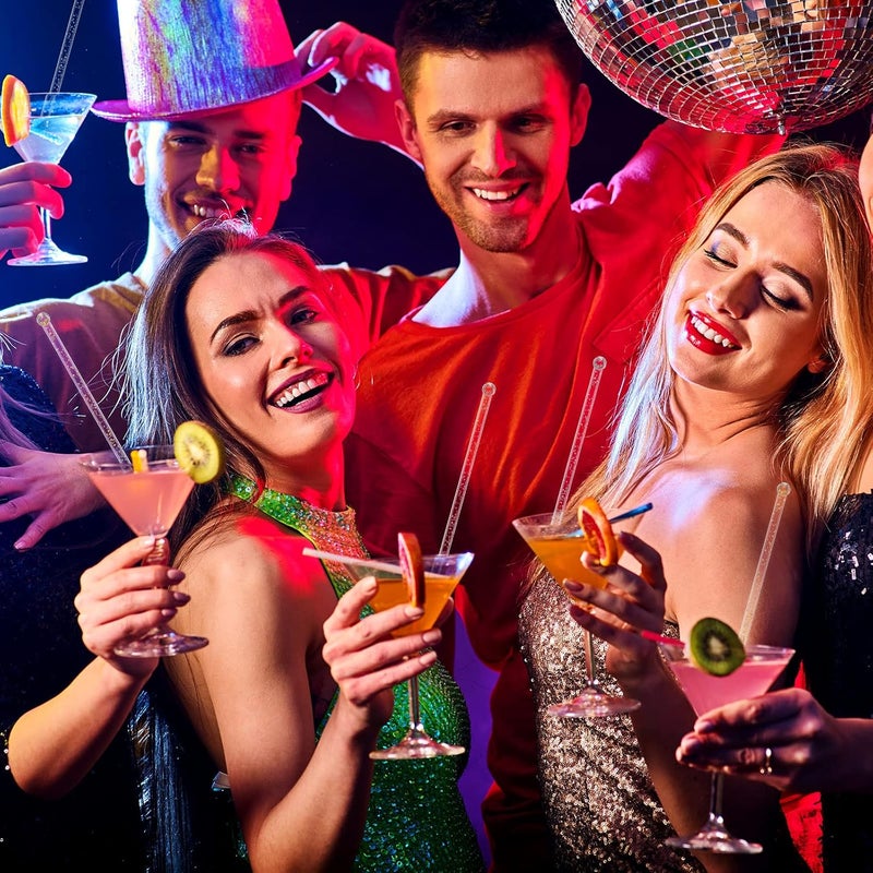 Meanplan 100 Pieces Disposable Plastic Round Top Crystal Swizzle Sticks Glitter Plastic Swizzle Sticks Cocktail Coffee Drink (Silver, Gold, Red) - Image 5