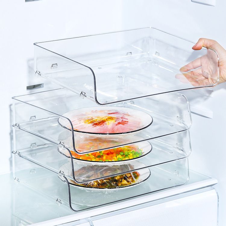 Refrigerator Layered Leftovers Plate Storage Rack Meat Dish Plate Refrigerated Storage Rack Free Stacking Freezer Partition Transparent - Image 5