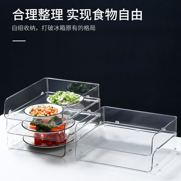 Refrigerator Layered Leftovers Plate Storage Rack Meat Dish Plate Refrigerated Storage Rack Free Stacking Freezer Partition Transparent - Image 3