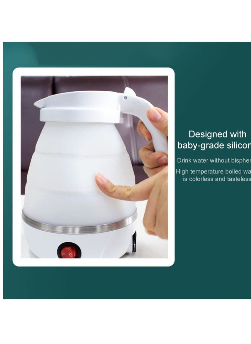 ELTRAZONE Silicone Travel Foldable Water Heater Jug Collapsible Mini Portable Electric Kettle White - Image 2