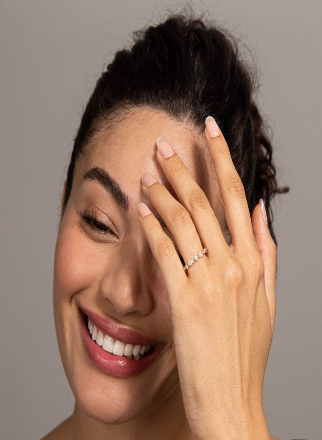 PAVOI 14K Yellow Gold Plated Cubic Zirconia Stacking Love Eternity Ring - 2.5mm Stackable Bands for Women - Gold Rings for Women, Size 8 - Image 3