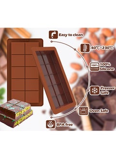 Generic Deep Chocolate Bar Molds 2 Pack, Large and Thick Silicone Chocolate Bar Molds for Stuffed Bar, Big Chocolate Candy Bar Mold for Filling Knafeh Pistachio Chocolate Bar  - Image 5