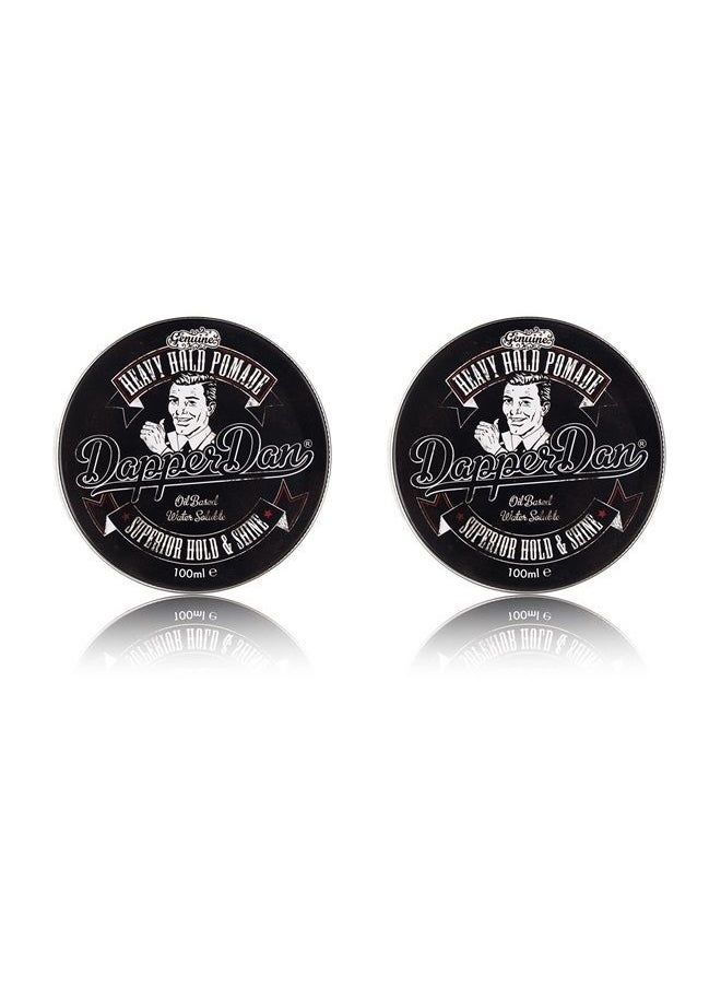 Dapper Dan Heavy Hold Pomade for Men, Strong Hold and High Shine Mens Hair Styling Product, Oil Based, Water Soluble, Liquorice and Vanilla Scent, 2 x 100 ml  - Image 1