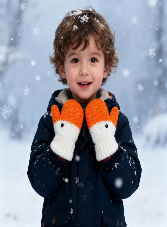 PURFUN Toddlers Infants Funny Goose Knitted Gloves, Baby Girls Boys Duck Swan Animal Design Mittens Winter Thick Fleece Lining Outdoor Playing Walking Cycling Camping Ski Full Finger Gloves Mitts - Image 2