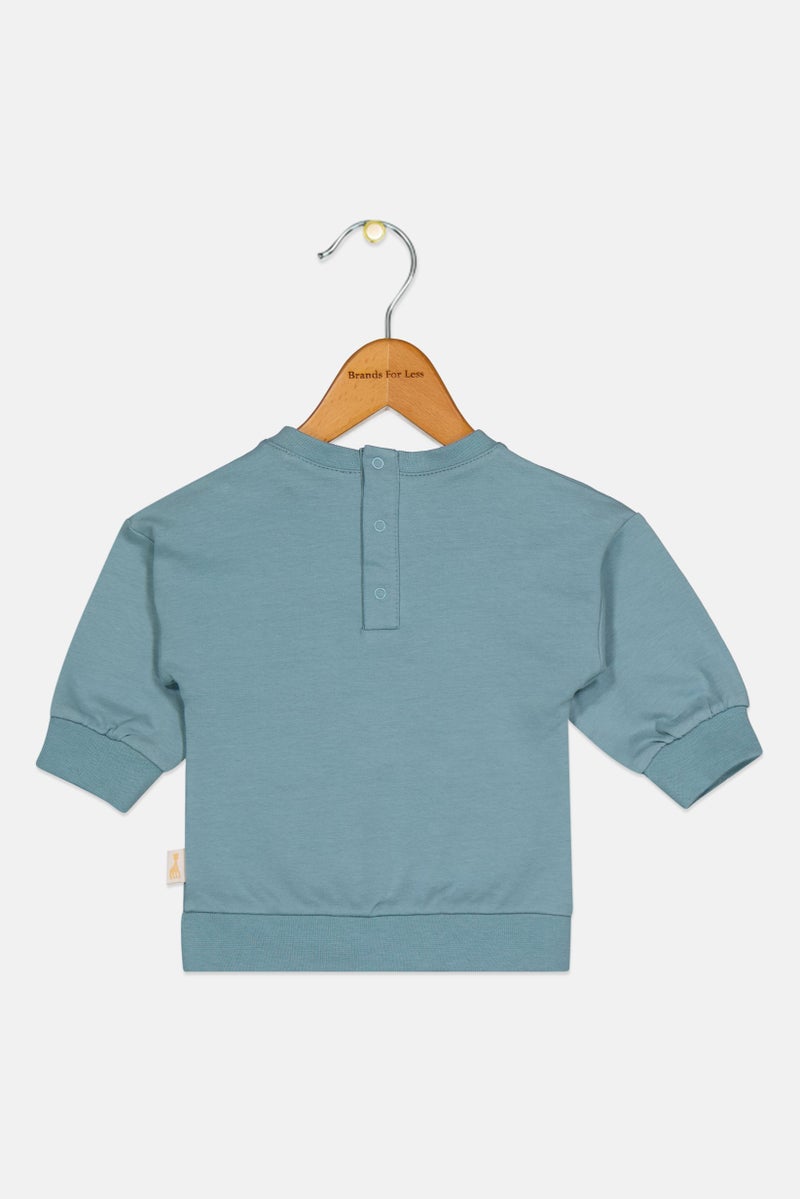 Sophie la girafe سويت شيرتات بأكمام طويلة مزينة بشعار للأطفال الأولاد، لون أزرق رمادي - Image 2