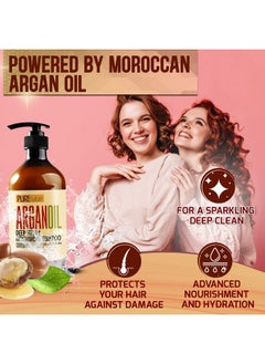Pure Nature Lux Spa Moroccan Argan Oil Shampoo - Sulfate SLS Paraben Free Moisturizing Treatment for Women and Men - For All Types Including Curly, Dry, Damaged and Oily Hair - Hydrating and Nourishing - Salon Grade  - Image 2