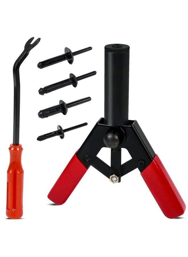 OTUAYAUTO 82Pcs Plastic Rivet Gun Set, 80Pcs 4 Sizes Nylon Blind Rivets and 1Pcs Bonus Fastener Removal Tool, Hand Riveter Suitable for Automotive - Image 1