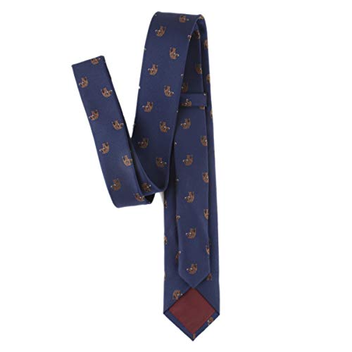 Secdtie Men's Navy Blue Silk Jacquard Woven Self Cravat Fashion Novelty Tie Brown Elephant Skinny Business Novelty Necktie Accessory - Image 5