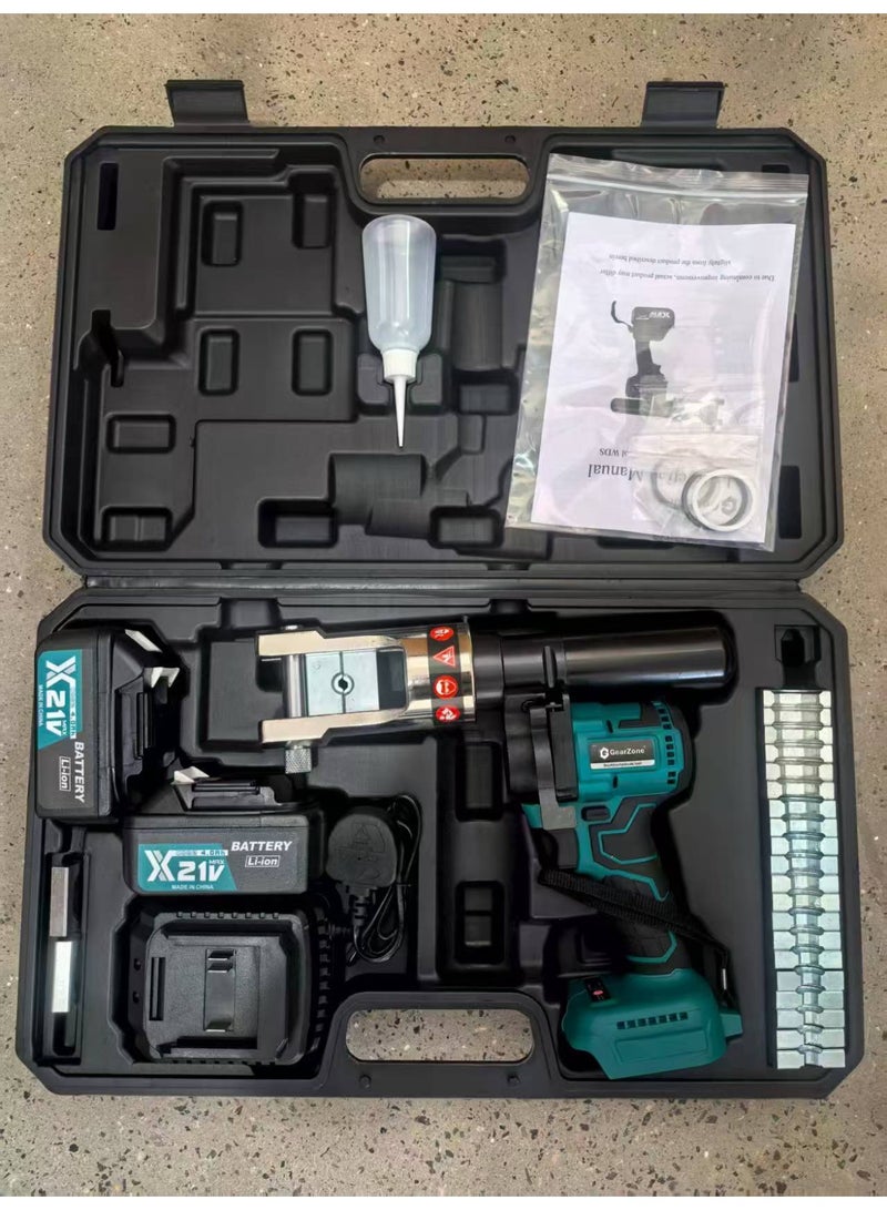 جيرزون أداة ضغط أطراف الكابلات الهيدروليكية للبطارية الكهربائية مع إرجاع الزيت تلقائيًا 90 كيلو نيوتن / 9 أطنان مع بطاريتين و11 قالبًا، من 16 مم إلى 300 مم - Image 3