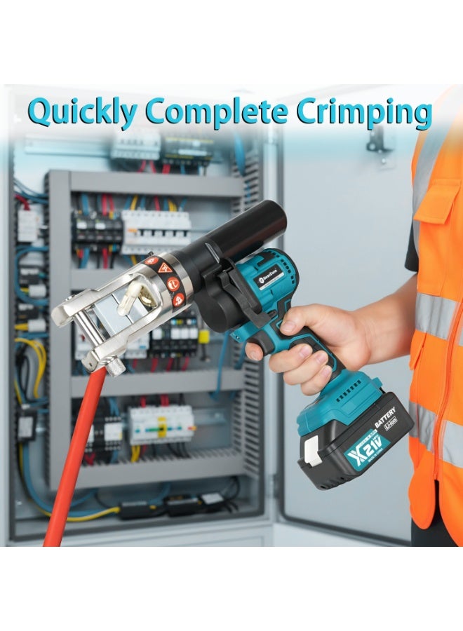 جيرزون أداة ضغط أطراف الكابلات الهيدروليكية للبطارية الكهربائية مع إرجاع الزيت تلقائيًا 90 كيلو نيوتن / 9 أطنان مع بطاريتين و11 قالبًا، من 16 مم إلى 300 مم - Image 5