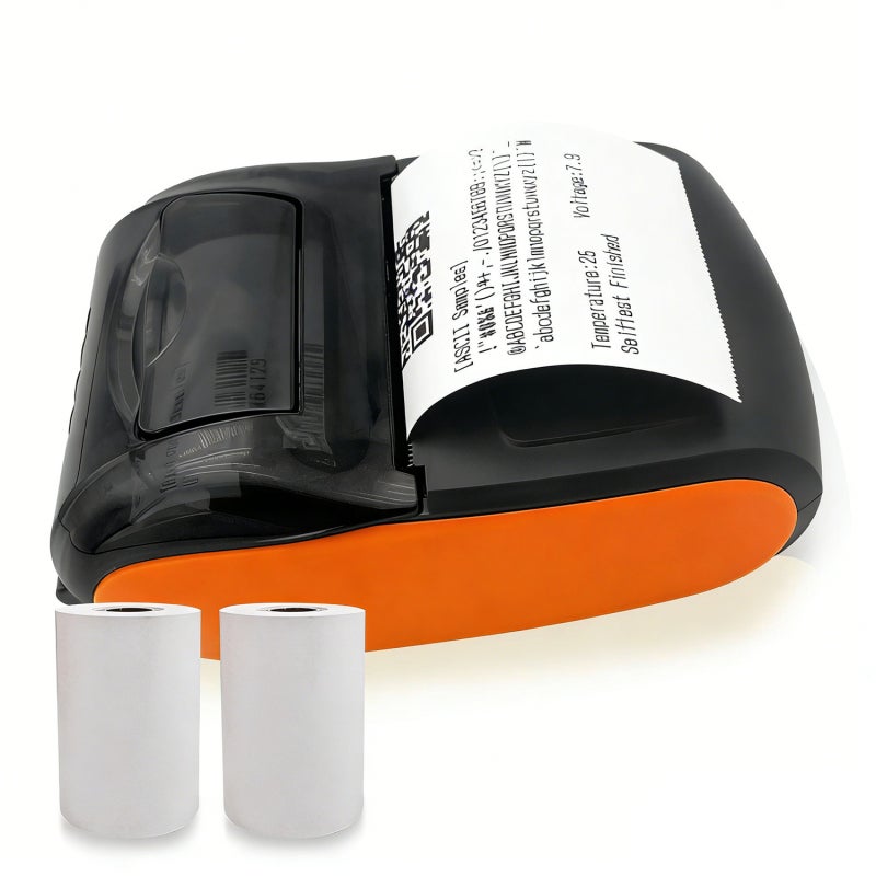 Bisofice Portable Mini Thermal Printer 2 inch Wireless USB Receipt Bill Ticket Printer with 2 Rolls 57mm Print Paper Compatible with iOS Android Windows for Restaurant s Retail,orange - Image 1