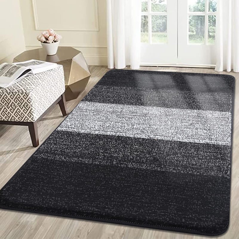 Kitinjoy Indoor Outdoor Door Mat 59x36 NonSlip Absorbent Dirt Trapper LowProfile Washable Inside Entrance Front Floor Mat Sturdy Soft Entry Doormats for Entryway Black