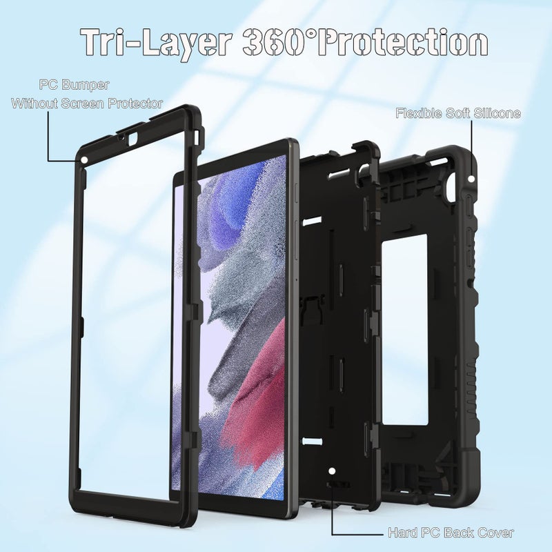 Rantice Samsung Galaxy Tab A7 Lite Case with Kickstand, Shockproof Rugged Case for Kids 8.7 Inch 2021 Tablet A7 Lite (SM-T220/T225), Black - Image 3