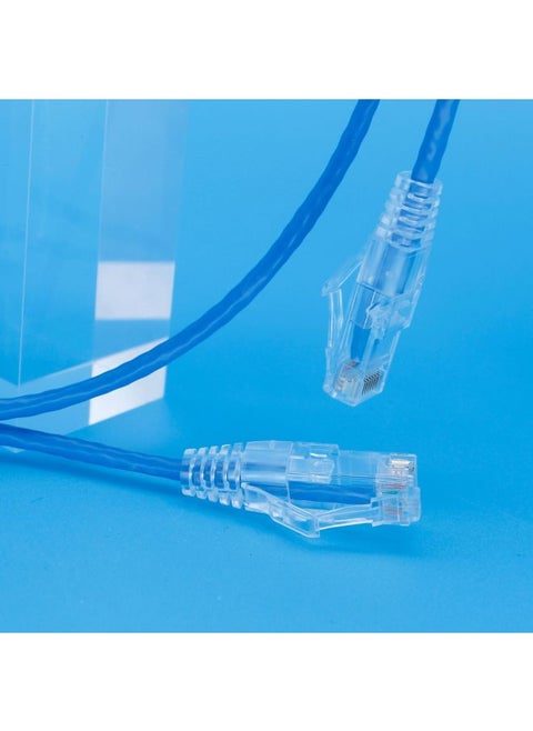 Super Six Network Cable Cat6a 10 Trillion Pure Copper Unshielded Indoor Computer Finished Network Fine Jumper-Color:Super Class 6 Ten Mega [Round Line-Blue] High Speed Not Caton-Line Length:1 M