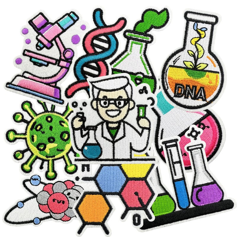 HappFestiv 10 Pcs Science Laboratory Iron onSew on Patches Back to School Embroidered Applique Patches Clothes Backpacks Hats Pants Jackets Jeans Decoration Student Classroom Prizes - Image 3