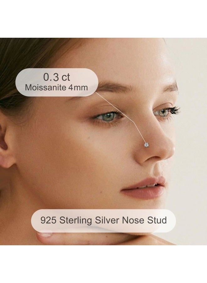 Helonley Moissanite Nose Stud for Women - 925 Sterling Silver Moissan Corkscrew Nose Ring Piercing Hypoallergenic Jewelry Nose Stud Gift for Women and Men, 20G/4MM, Sterling Silver, no gemstone - Image 4