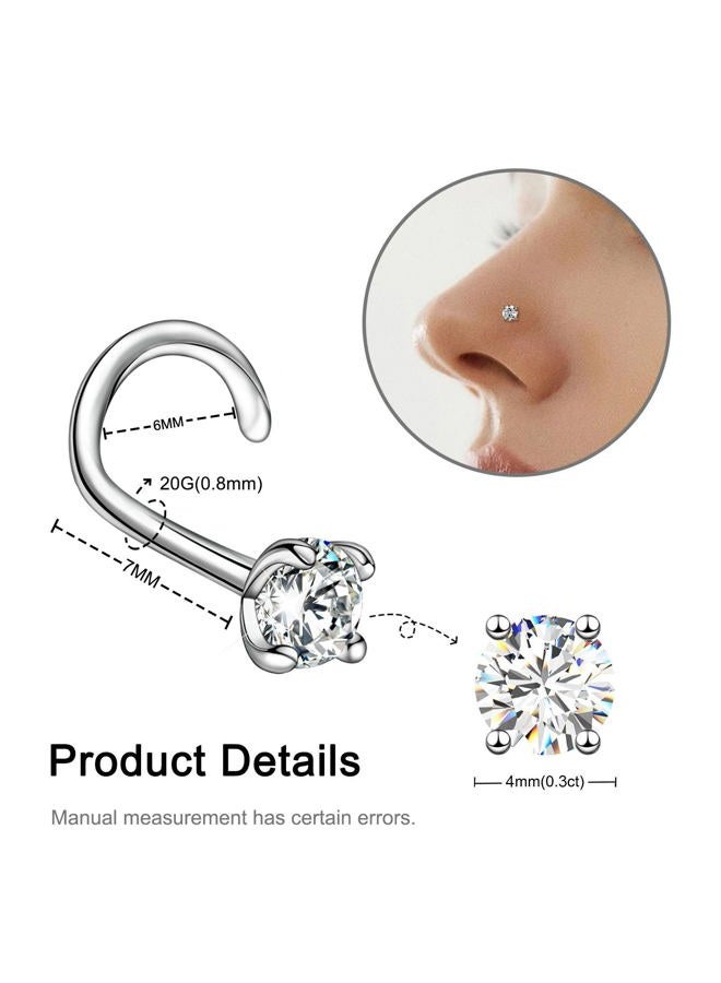 Helonley Moissanite Nose Stud for Women - 925 Sterling Silver Moissan Corkscrew Nose Ring Piercing Hypoallergenic Jewelry Nose Stud Gift for Women and Men, 20G/4MM, Sterling Silver, no gemstone - Image 5