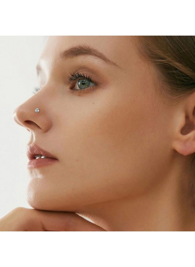 Helonley Moissanite Nose Stud for Women - 925 Sterling Silver Moissan Corkscrew Nose Ring Piercing Hypoallergenic Jewelry Nose Stud Gift for Women and Men, 20G/4MM, Sterling Silver, no gemstone - Image 3