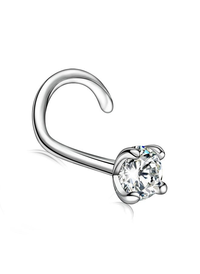 Helonley Moissanite Nose Stud for Women - 925 Sterling Silver Moissan Corkscrew Nose Ring Piercing Hypoallergenic Jewelry Nose Stud Gift for Women and Men, 20G/4MM, Sterling Silver, no gemstone - Image 1