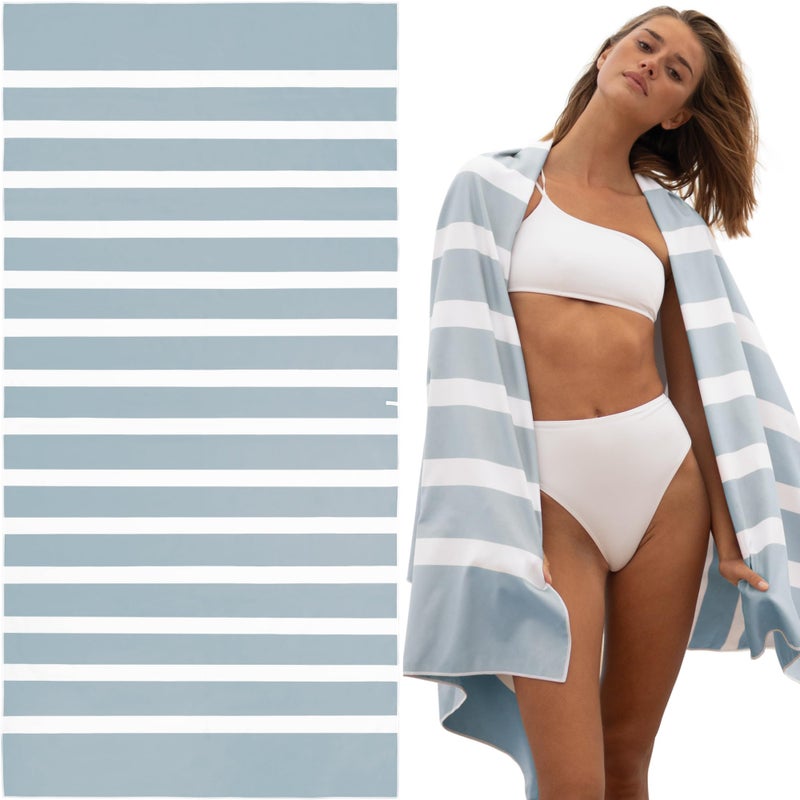 SummerSand SummerSand Microfiber Beach Towel Extra Large 79 x 395 in  Quick Dry Sand Free  Compact and Lightweight for Travel  Recycled Materials  Travel Bag Incl  Oversized Pool Towel  Cloudy Blue 