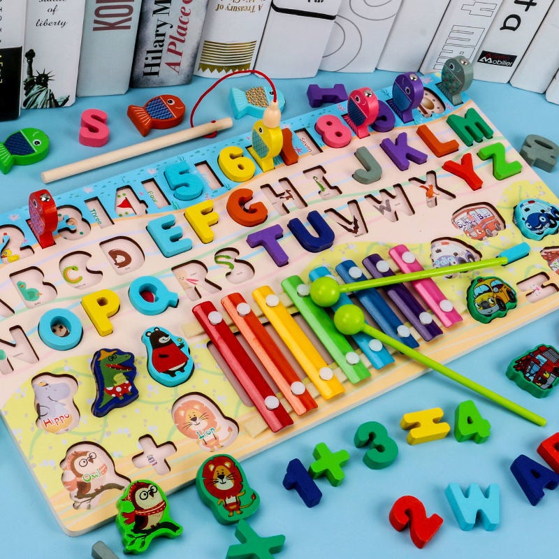 Selling Children'S Toys Digital Puzzle Building Blocks Assembled Early Education Educational Boys' And Girls' Baby Fishing Logarithmic Board - Image 1