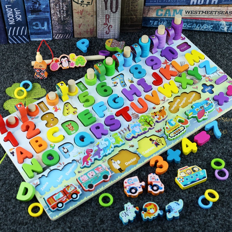 Selling Children'S Toys Digital Puzzle Building Blocks Assembled Early Education Educational Boys' And Girls' Baby Fishing Logarithmic Board - Image 2