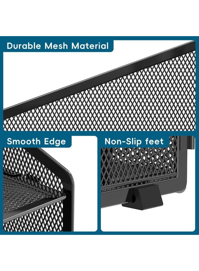 ReePlan Desk File Organizer, Desk Organizers & Accessories with 4 Trays and 2 Vertical Upright Sections, for Student & Teacher, Office, School, Home Black - Image 4