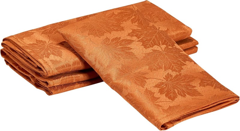 Kadut Thanksgiving Napkins Maple Leaf Harvest Fall Cloth Napkins Amber 17x17 Inch Set of 4  Heavy Duty Fabric  Stain Proof Napkins for Harvest Holiday Fall Parties Christmas - Image 2